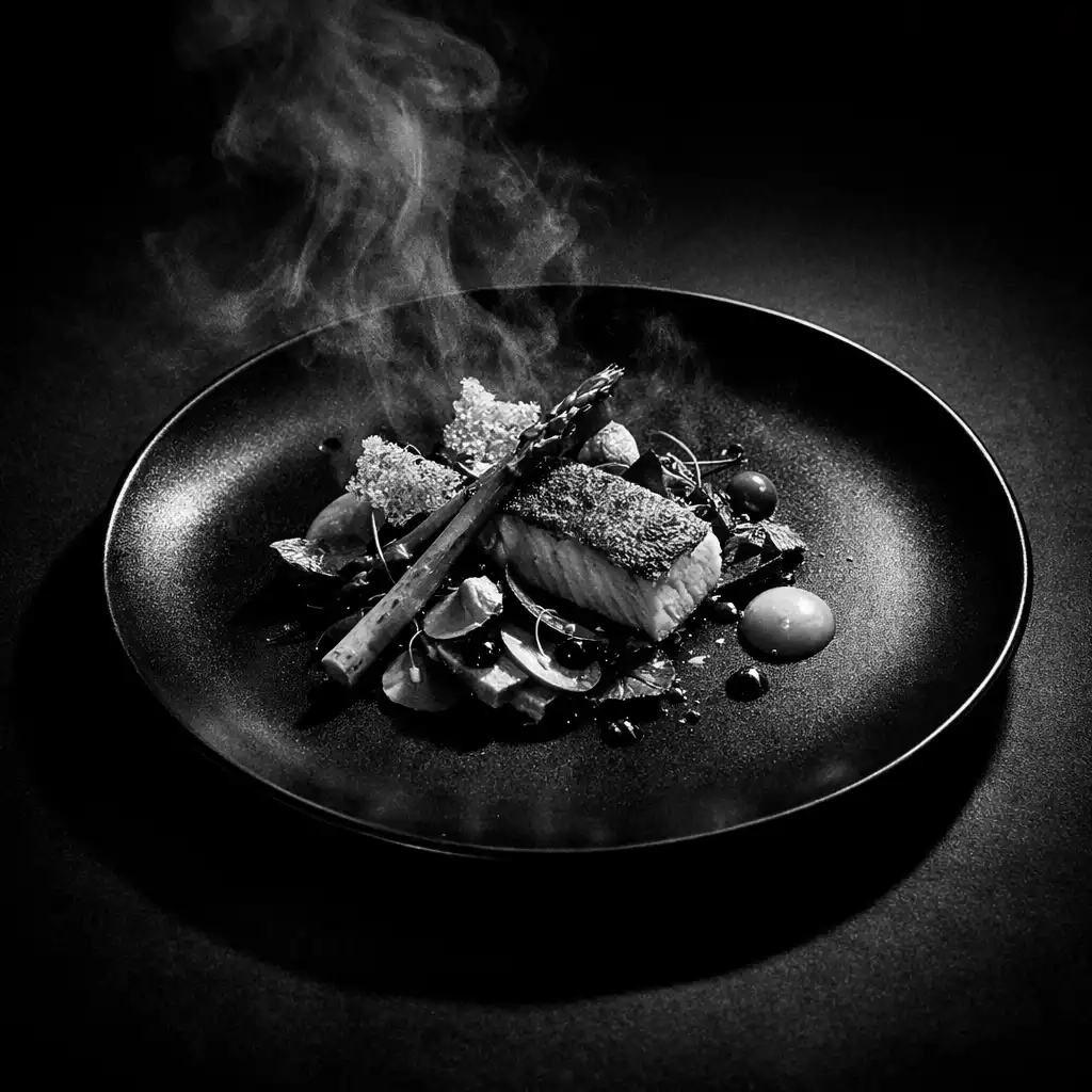 Elegáns fine dining tálalás noir stílusban