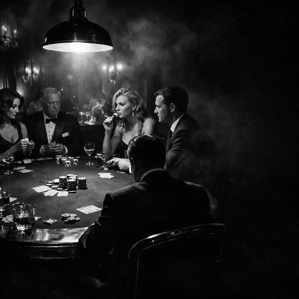 Elegáns noir hangulatú pókerasztal