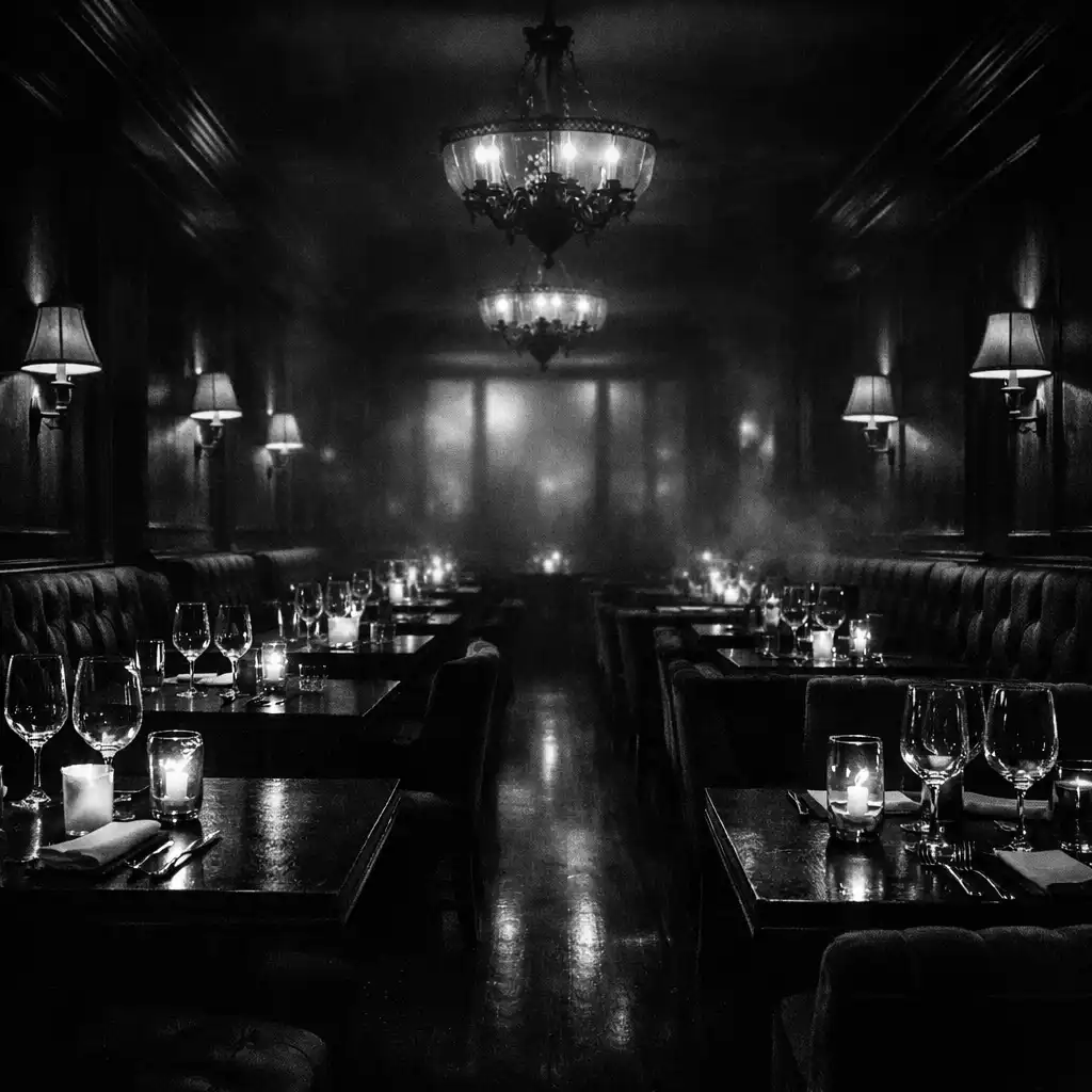 Elegáns noir éttermi belső tér