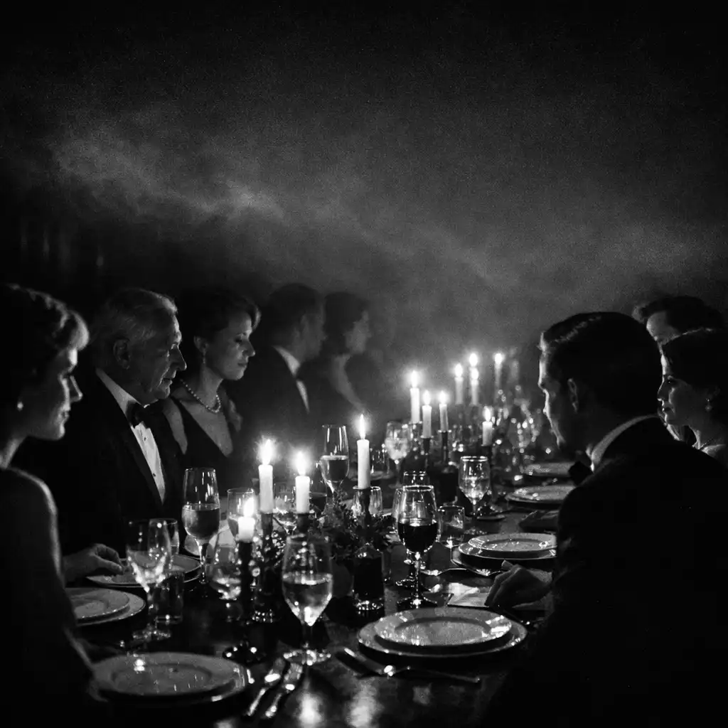 Elegáns noir vacsora hangulat gyertyafénnyel